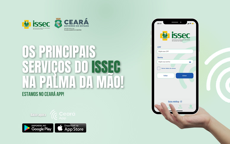 Estão disponíveis os serviços do Issec no Ceará App