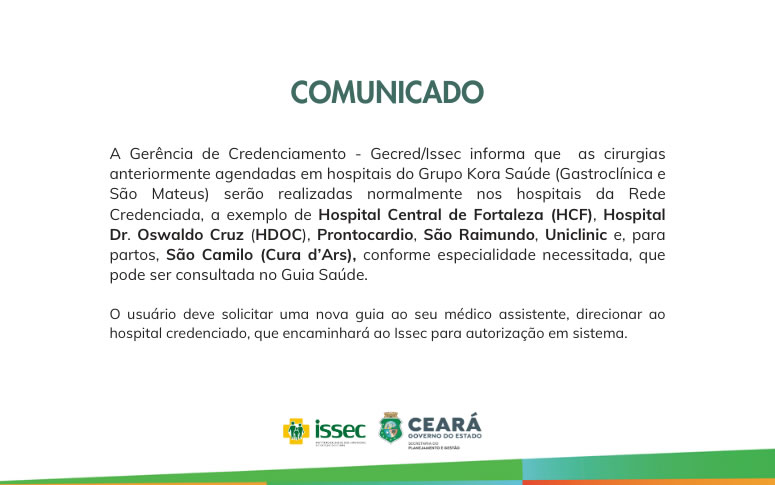 COMUNICADO – Remarcação de cirurgias